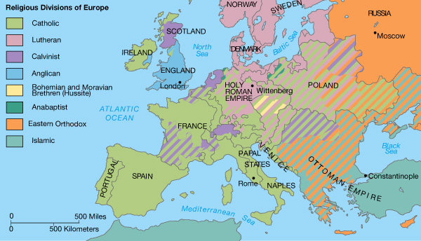 Religious Divisions of Europe - 1555 AD